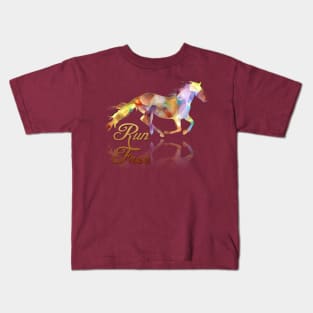 Run Free Colorful Horse Art Kids T-Shirt